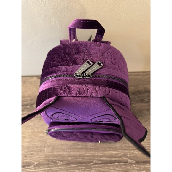 New Loungefly Disney Sleeping Beauty Purple Velvet Maleficent Mini Backpack LF14 - Picture 2 of 4
